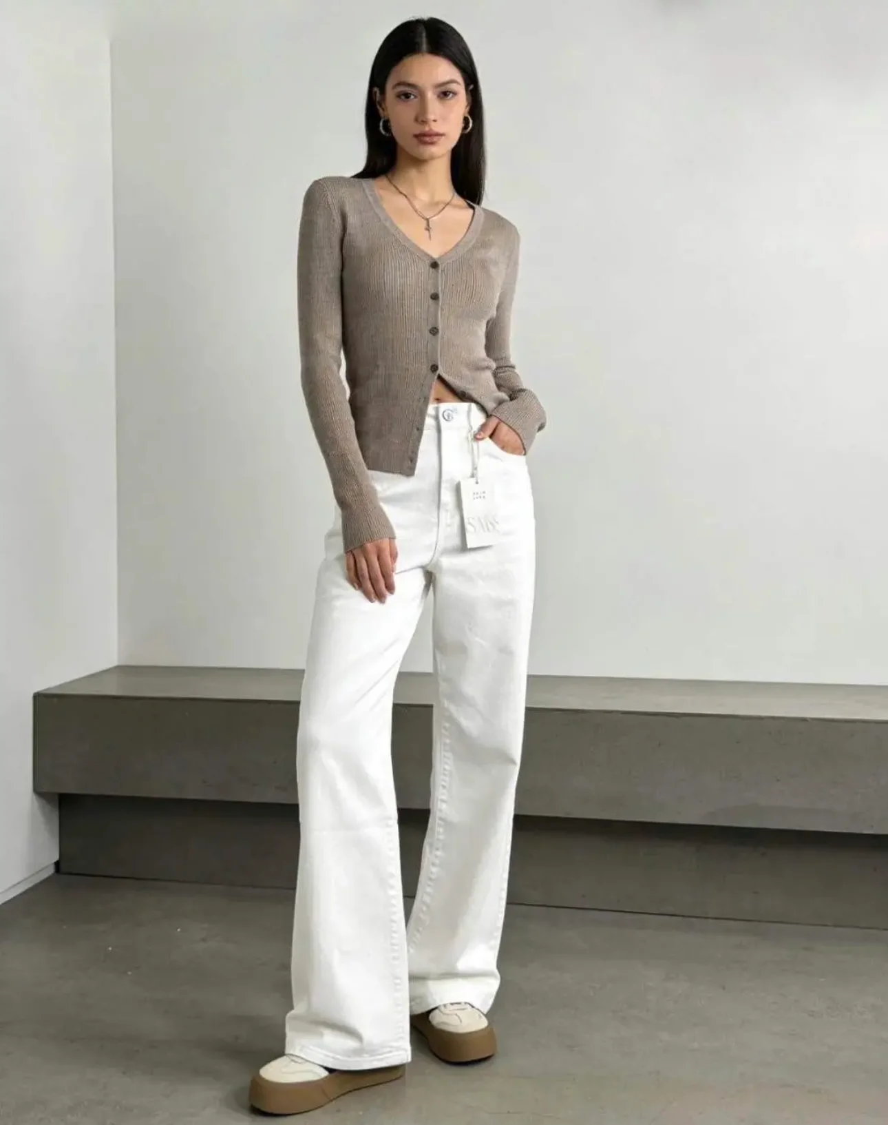 WIDE LEG JEANS WHITE